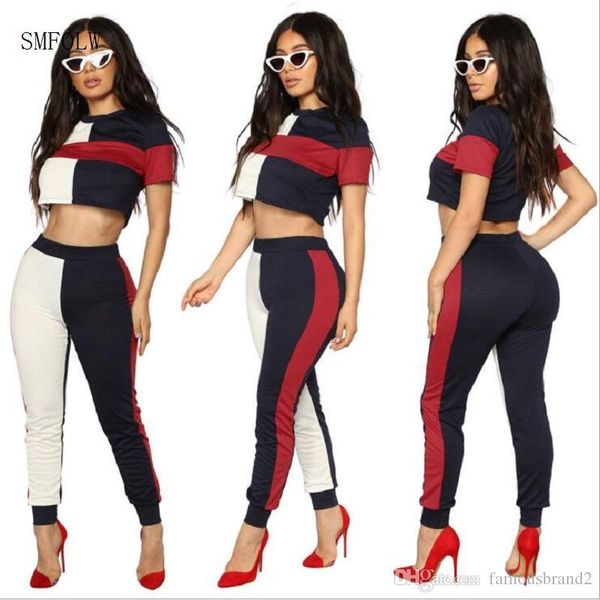 womens two piece sets fashion round neck short sleeve multicolor stitching two piece pants clothing, White
womens two piece sets fashion round neck short sleeve multicolor stitching two piece pants clothing, White