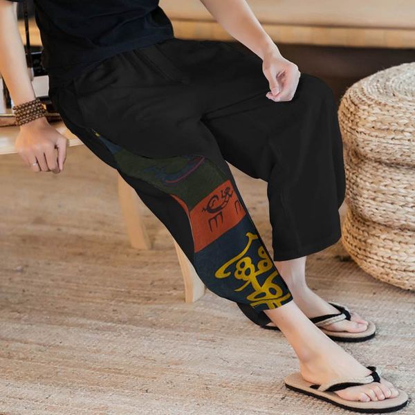 men's pants cotton men wide leg patchwork streetwear 2021 joggers baggy casual harem vintage elastic waist trousers incerun, Black
men's pants cotton men wide leg patchwork streetwear 2021 joggers baggy casual harem vintage elastic waist trousers incerun, Black