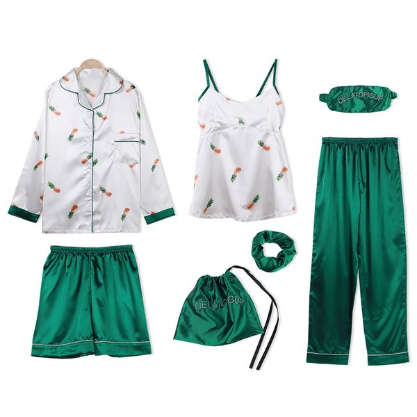 new arrival spring summer women cool imitation silk pajamas set 7 pieces/set shirt+tank+shorts+pants printed homewear sleepwear, Blue;gray
new arrival spring summer women cool imitation silk pajamas set 7 pieces/set shirt+tank+shorts+pants printed homewear sleepwear, Blue;gray