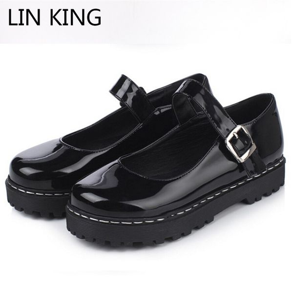 lin king big size women wedge pumps solid patent leather platform shoes buckle mary janes lolita shoes female office work, Black
lin king big size women wedge pumps solid patent leather platform shoes buckle mary janes lolita shoes female office work, Black