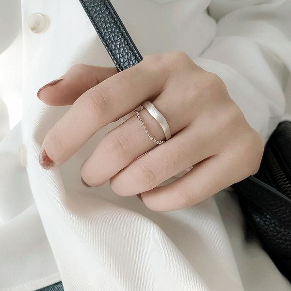 925 silver double chain ring ins tide index finger simple rings for women personality cold wind adjustable fashion gifts, Golden;silver
925 silver double chain ring ins tide index finger simple rings for women personality cold wind adjustable fashion gifts, Golden;silver