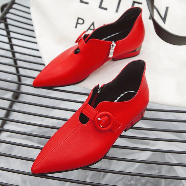 wholesale new belt buckle pointed toe women dress shoe metallic shiny heels inside zipper luxury designer office casual shoes flat shoes, Black
wholesale new belt buckle pointed toe women dress shoe metallic shiny heels inside zipper luxury designer office casual shoes flat shoes, Black