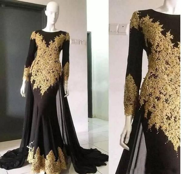 Dubai Arabic Dresses Gold Appliques Mermaid Prom Dresses 2018 New Jewel Neck Long Sleeve With Wrap Formal Evening Party Gown Custom Made
Dubai Arabic Dresses Gold Appliques Mermaid Prom Dresses 2018 New Jewel Neck Long Sleeve With Wrap Formal Evening Party Gown Custom Made