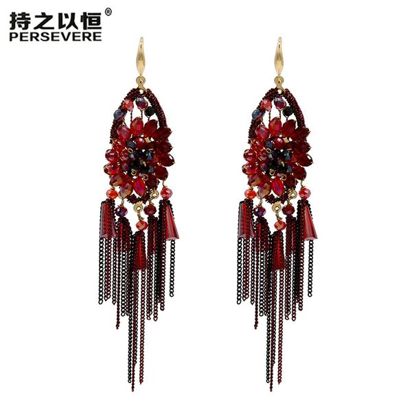 luxury crystal beaded flower black red blue long chain tassel earrings for women handmade boho bridal wedding jewelry, Silver
luxury crystal beaded flower black red blue long chain tassel earrings for women handmade boho bridal wedding jewelry, Silver