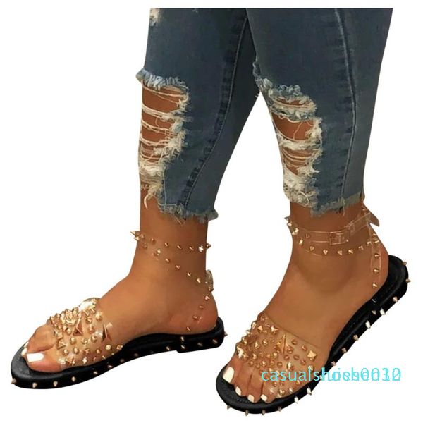 women summer ankle strap line-style buckle open toe flat with rivet sandals shoe large size flat bottom women sandals l30, Black
women summer ankle strap line-style buckle open toe flat with rivet sandals shoe large size flat bottom women sandals l30, Black