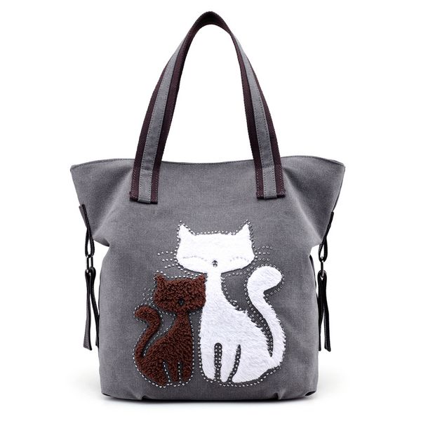 ljl lovely canvas cat tote bag casual handbag shopping bag shoulder bags large totes(gray
ljl lovely canvas cat tote bag casual handbag shopping bag shoulder bags large totes(gray