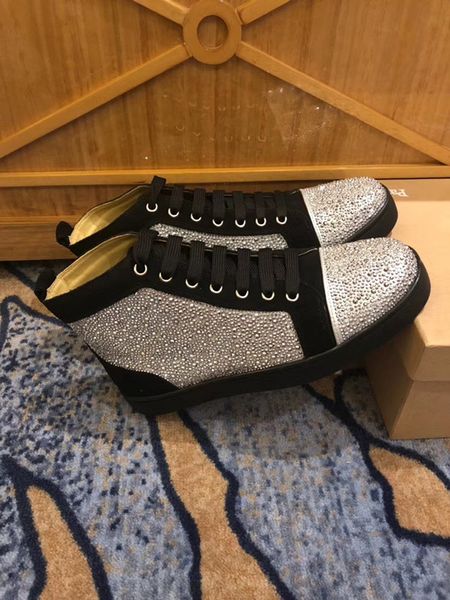 fashion designer red bottom sneakers, men women high luxurious shiny rhinestones comfort leisure flats shoes with box, Black
fashion designer red bottom sneakers, men women high luxurious shiny rhinestones comfort leisure flats shoes with box, Black