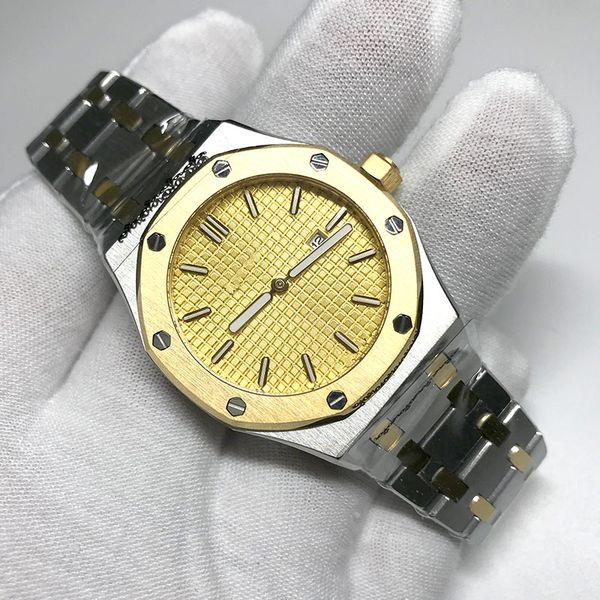 Золотой циферблат дизайнер роскошные часы 33 мм леди royal oak кварцевые часы золото к
Золотой циферблат дизайнер роскошные часы 33 мм леди royal oak кварцевые часы золото к