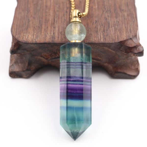 natural fluorite white crystal essential oil diffuser perfume bottle pendant hexagon prism pointed stone necklace charm jewelry, Silver
natural fluorite white crystal essential oil diffuser perfume bottle pendant hexagon prism pointed stone necklace charm jewelry, Silver