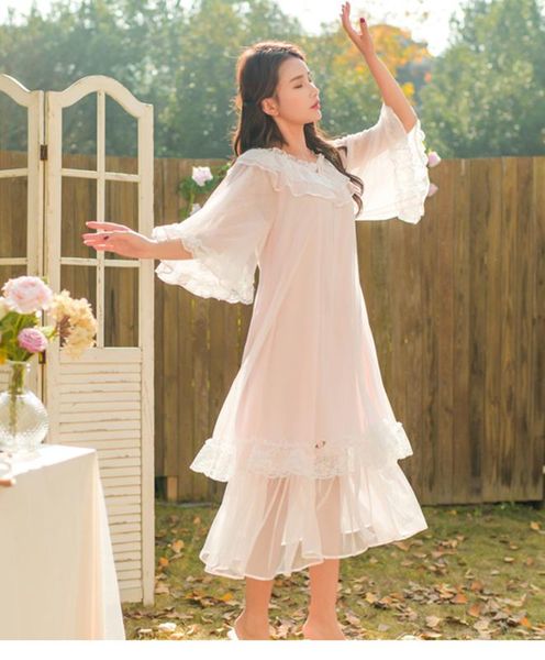 sleeved nightgowns long dress lace sleepshirts bow sleepwear princess home night dress women dresses, Black;red
sleeved nightgowns long dress lace sleepshirts bow sleepwear princess home night dress women dresses, Black;red