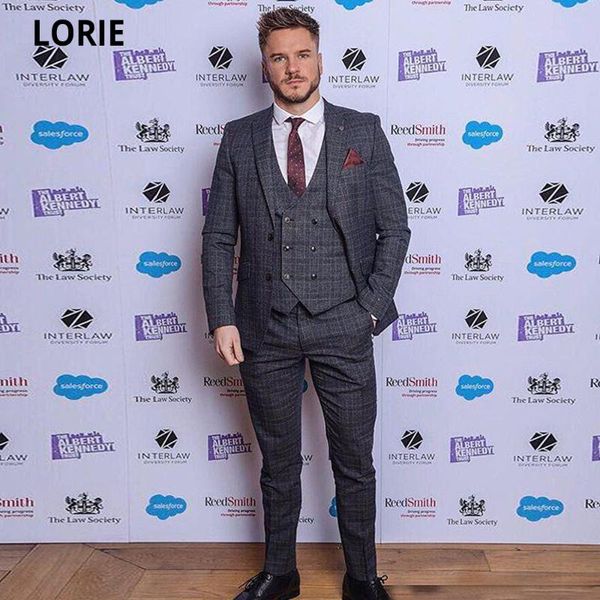 men's suits & blazers lorie handsome 3 piece mens suit damier check fashion groom for wedding men slim fit tuxedos formal party, White;black
men's suits & blazers lorie handsome 3 piece mens suit damier check fashion groom for wedding men slim fit tuxedos formal party, White;black
