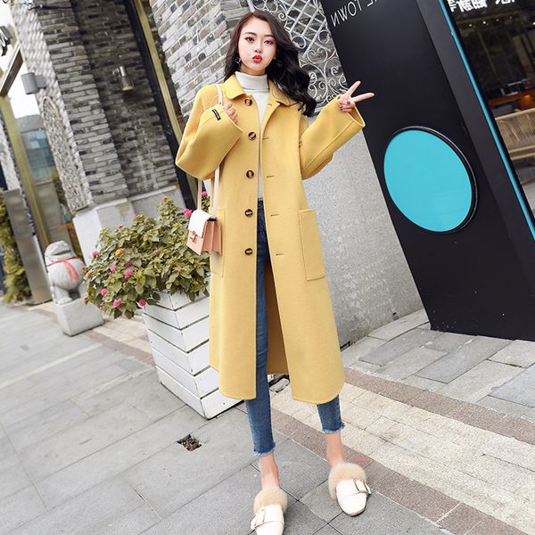 yellow slim wool long korean coat fashion elegant solid color turn down collar black autumn winter office women coats
yellow slim wool long korean coat fashion elegant solid color turn down collar black autumn winter office women coats