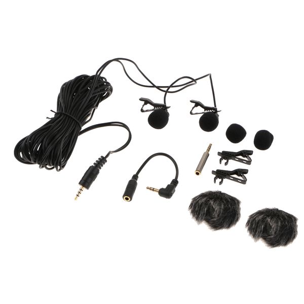 6m/19ft recording microphone dual-head lavalier clip-on video lapel condenser mic
6m/19ft recording microphone dual-head lavalier clip-on video lapel condenser mic