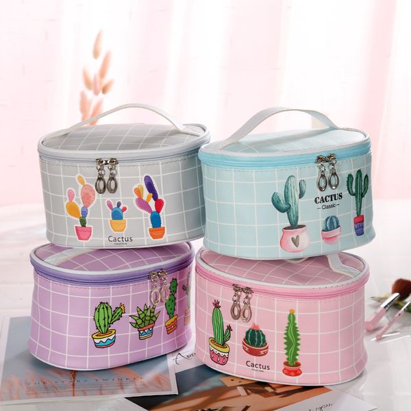fashion cartoon cactus print cosmetic bag creative plaid portable women's storage bag
fashion cartoon cactus print cosmetic bag creative plaid portable women's storage bag