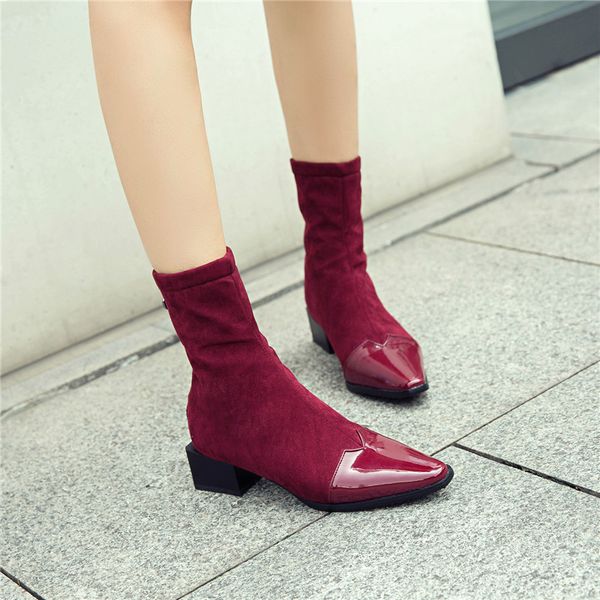 ymechic 2018 autumn wine red sock boots pointed toe medium square heels ankle ridding boots female flock shoes women plus size, Black
ymechic 2018 autumn wine red sock boots pointed toe medium square heels ankle ridding boots female flock shoes women plus size, Black