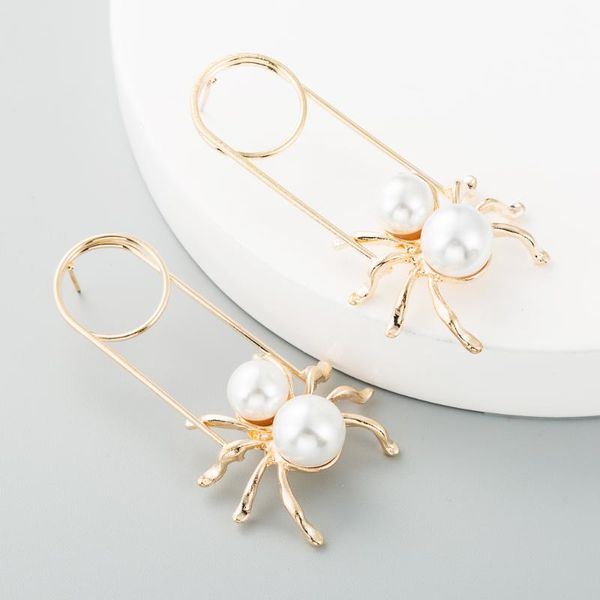 long drop earrings for women creative brooch design golden spider accessory pearl zinc alloy drop earrings for woman, Silver
long drop earrings for women creative brooch design golden spider accessory pearl zinc alloy drop earrings for woman, Silver