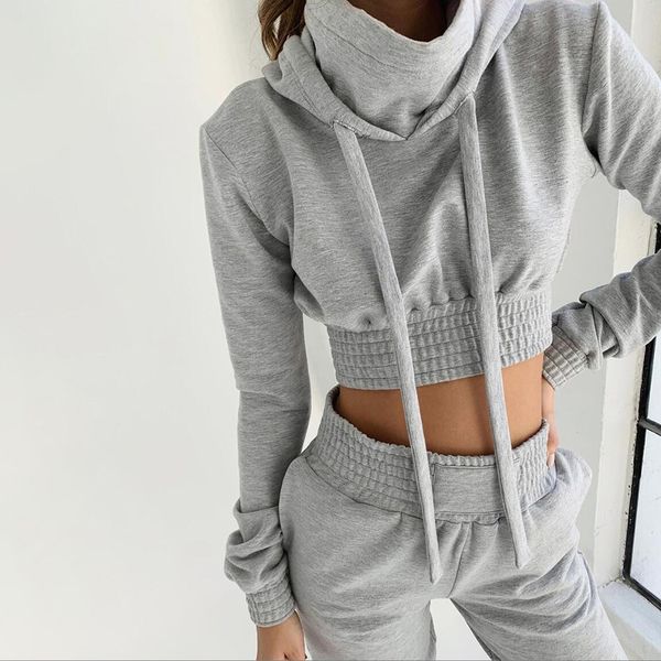 women casual hoodies crop two pieces set solid gray cotton autumn fashion long pants pockets running outfit, Black;blue
women casual hoodies crop two pieces set solid gray cotton autumn fashion long pants pockets running outfit, Black;blue