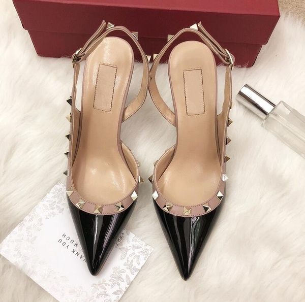 designer fashion stilettos red patent leather studded spikes point toe strappy women shoes many color new style sale, Black
designer fashion stilettos red patent leather studded spikes point toe strappy women shoes many color new style sale, Black