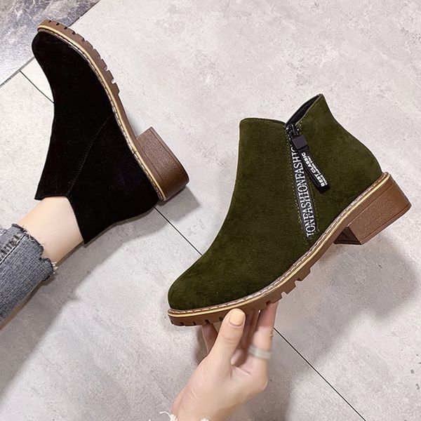 fashion suede women autumn winter ankle boots square heel zipper flock solid color short booties round toe shoes botas mujer, Black
fashion suede women autumn winter ankle boots square heel zipper flock solid color short booties round toe shoes botas mujer, Black