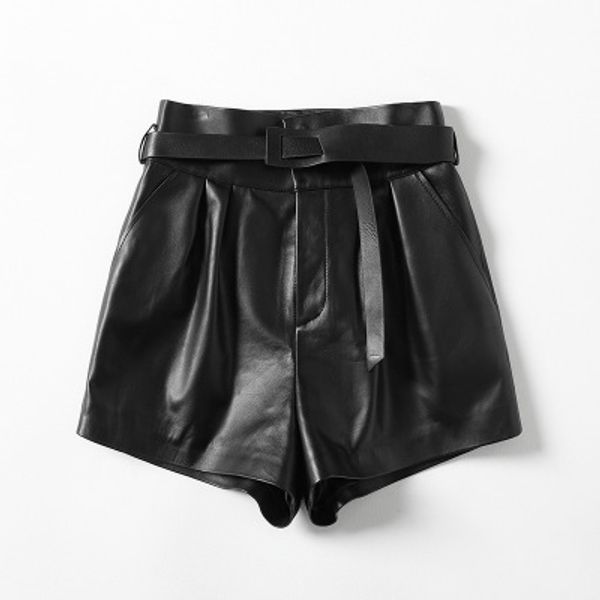 2020 women spring genuine real sheep leather shorts h22, White;black 
2020 women spring genuine real sheep leather shorts h22, White;black