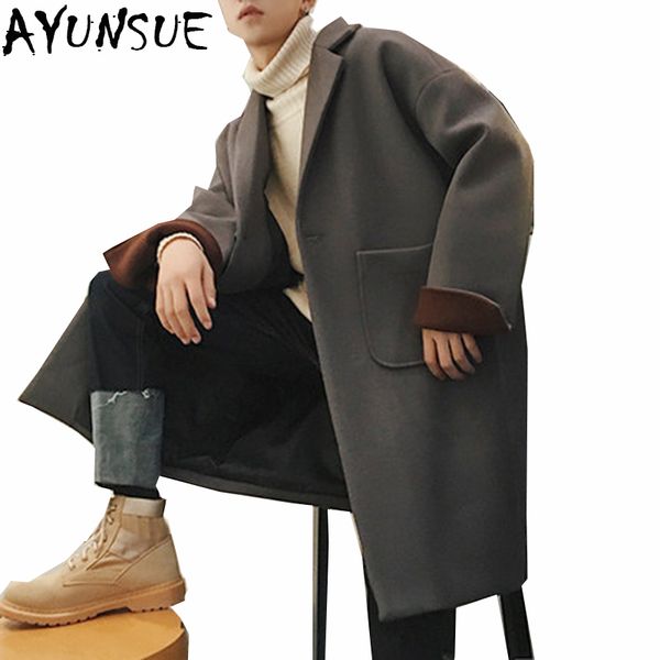 ayunsue new 2019 men autumn winter woolen coat overcoats jacket men's casual fashion loose large size windbreaker outwear lx1477, Black
ayunsue new 2019 men autumn winter woolen coat overcoats jacket men's casual fashion loose large size windbreaker outwear lx1477, Black