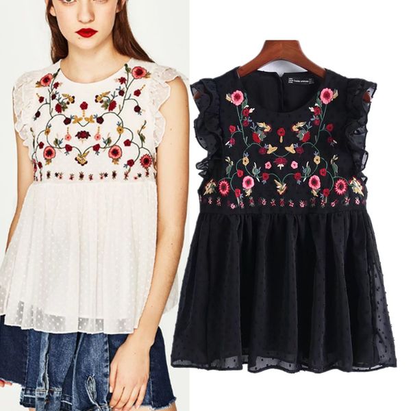 women floral embroidery tank ruffle edge fashion elegent shirt summer new arrival big size sale, White
women floral embroidery tank ruffle edge fashion elegent shirt summer new arrival big size sale, White