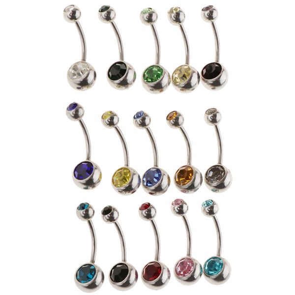 15pcs assorted color navel barbell crystal belly button ring bar piercing jewelry 18g/1.2mm, Slivery;golden
15pcs assorted color navel barbell crystal belly button ring bar piercing jewelry 18g/1.2mm, Slivery;golden