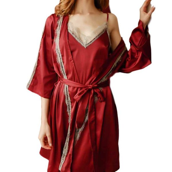 women's sleepwear silk dress robe set lace lingerie mini bathrobewomen pijamas nightgowns bridesmaid night sets, Black;red
women's sleepwear silk dress robe set lace lingerie mini bathrobewomen pijamas nightgowns bridesmaid night sets, Black;red