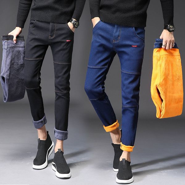 men fashion winter korean version jeans men black blue slim fit stretch thick velvet pants warm jeans casual fleece trousers
men fashion winter korean version jeans men black blue slim fit stretch thick velvet pants warm jeans casual fleece trousers