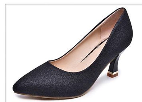 women's shoes in spring and autumn high fine heel pointed end sequined cloth@b118, Black
women's shoes in spring and autumn high fine heel pointed end sequined cloth@b118, Black