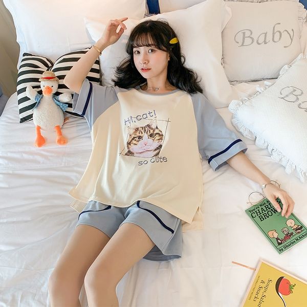 2020 summer short sleeve cottons shorts pajama sets for women cute cartoon sleepwear outwear homewear pijama mujer home clothes, Black;red
2020 summer short sleeve cottons shorts pajama sets for women cute cartoon sleepwear outwear homewear pijama mujer home clothes, Black;red