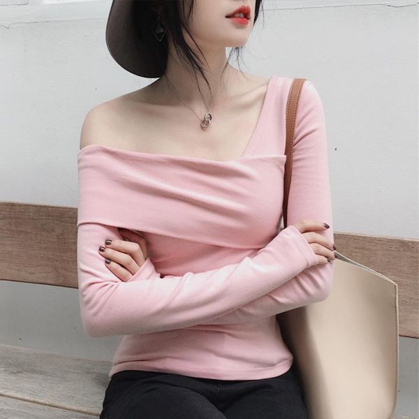 2020 new spring autumn off shoulder women's t-shirt slim long sleeve asymmetric v-neck tight t-shirt club clothes, White
2020 new spring autumn off shoulder women's t-shirt slim long sleeve asymmetric v-neck tight t-shirt club clothes, White