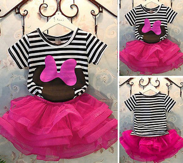 2pcs/set 2016 baby kid girls clothes set party outfits striped t-shirt & mini skirt tutu dress baby girl clothing, White 
2pcs/set 2016 baby kid girls clothes set party outfits striped t-shirt & mini skirt tutu dress baby girl clothing, White