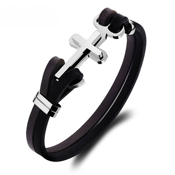 jeemango vintage design handmade double layer leather charm bracelets bangles fashion stainless steel cross men bracelet oph1098, Golden;silver
jeemango vintage design handmade double layer leather charm bracelets bangles fashion stainless steel cross men bracelet oph1098, Golden;silver