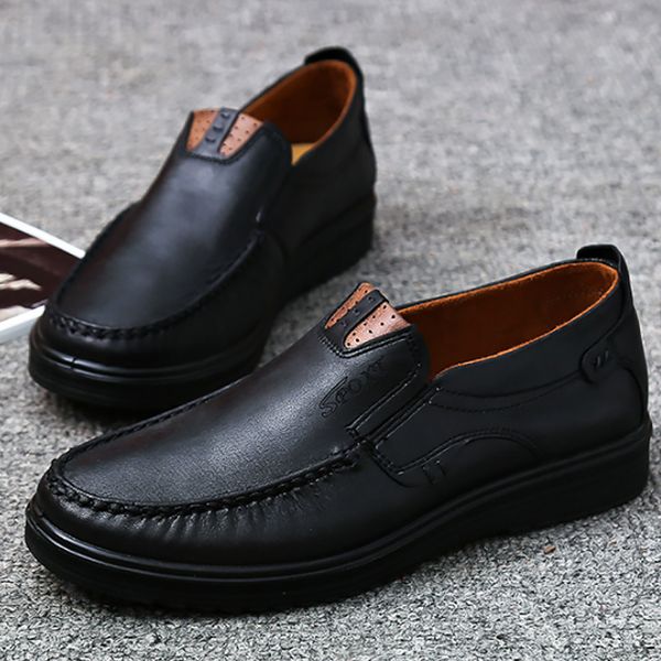 men's leather loafers mans solid shoe plus size 45-48 non slip shoes massage working male footwear sturdy sole shoes, Black
men's leather loafers mans solid shoe plus size 45-48 non slip shoes massage working male footwear sturdy sole shoes, Black