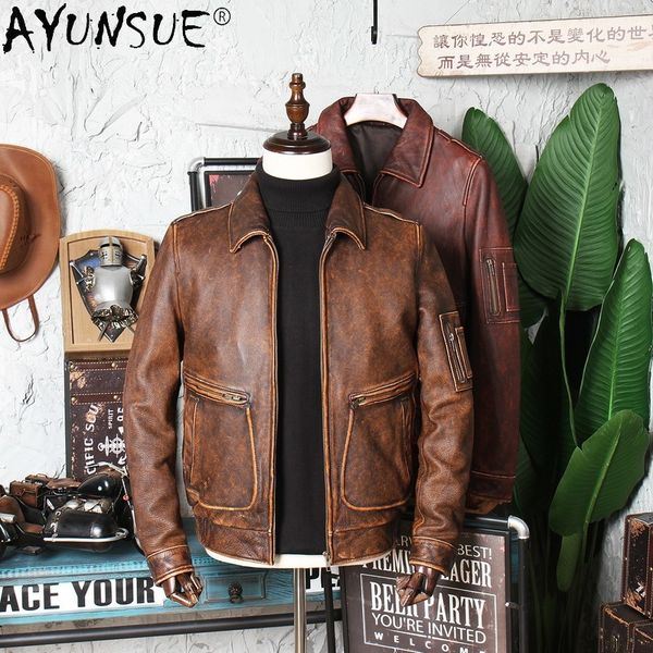 ayunsue 100% genuine cow leather jacket men vintage cowhide real leahter motorcycle jacket chaquetas de hombre hl-7022 kj5157, Black
ayunsue 100% genuine cow leather jacket men vintage cowhide real leahter motorcycle jacket chaquetas de hombre hl-7022 kj5157, Black