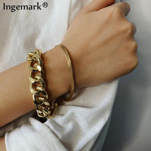 ingemark charm heavy metal chunky chain bracelets steampunk women men armband boho snake lock bracelet friends couple jewelry, Black
ingemark charm heavy metal chunky chain bracelets steampunk women men armband boho snake lock bracelet friends couple jewelry, Black