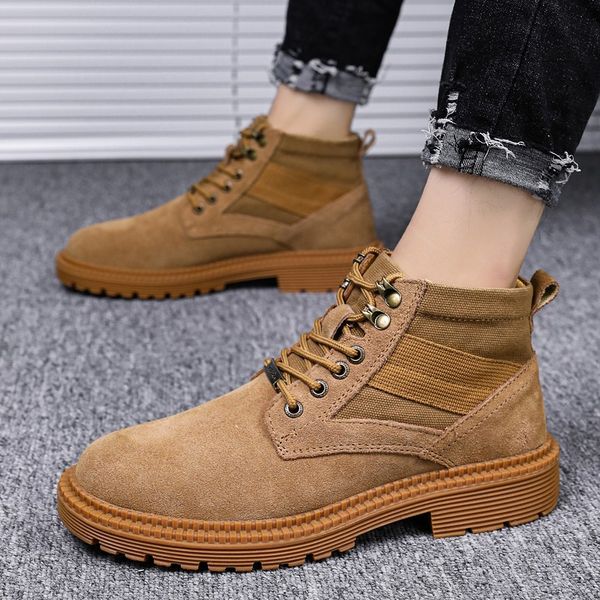 new men's sports boots men's british style high-walking shoes, Black