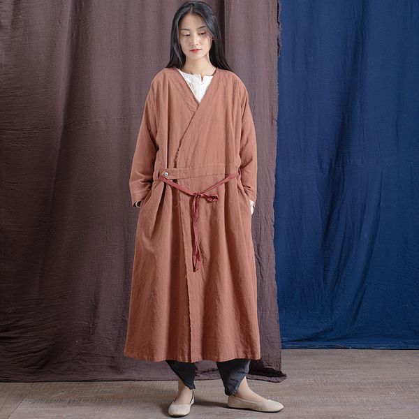 johnature vintage trench cotton linen coat women 2019 spring new long sleeve v-neck solid color chinese style bandage women coat, Tan;black
johnature vintage trench cotton linen coat women 2019 spring new long sleeve v-neck solid color chinese style bandage women coat, Tan;black