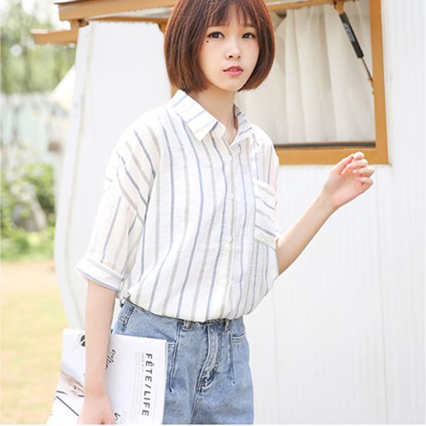 women blouses 2019 striped turn-down colar chiffon blouse female office workwear shirts blouse, White
women blouses 2019 striped turn-down colar chiffon blouse female office workwear shirts blouse, White