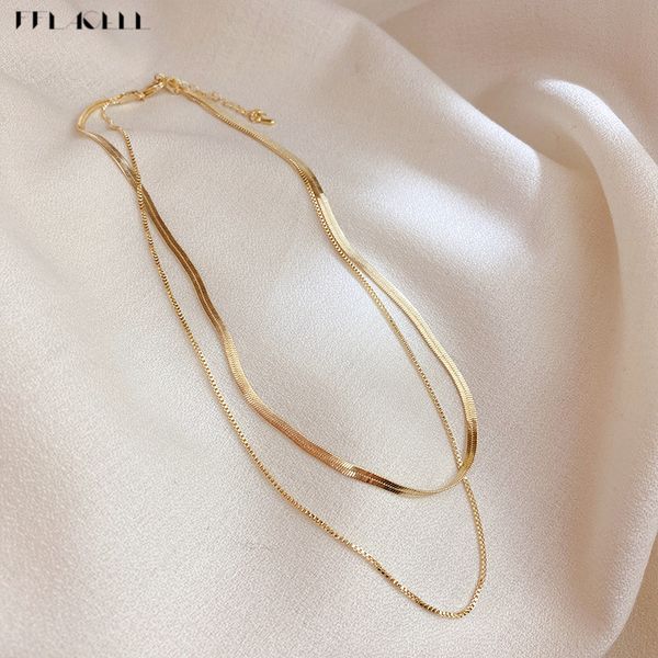 fflacell 2020 new classic chic simple gold metallic double-layer snake chains necklaces for women street party accessories, Silver
fflacell 2020 new classic chic simple gold metallic double-layer snake chains necklaces for women street party accessories, Silver