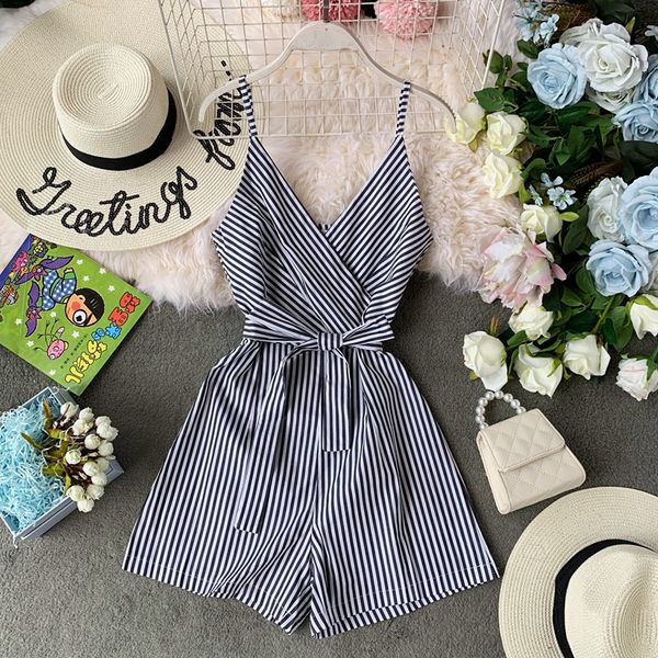 2019 new fashion women's clothing summer striped sling v-neck straps jumpsuit, Black;white
2019 new fashion women's clothing summer striped sling v-neck straps jumpsuit, Black;white