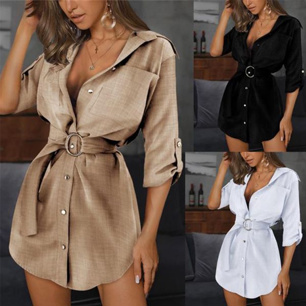 casual dresses fashion women solid color shirt dress loose collect waist midi sleeve adjustable belt mini club street, Black;gray
casual dresses fashion women solid color shirt dress loose collect waist midi sleeve adjustable belt mini club street, Black;gray