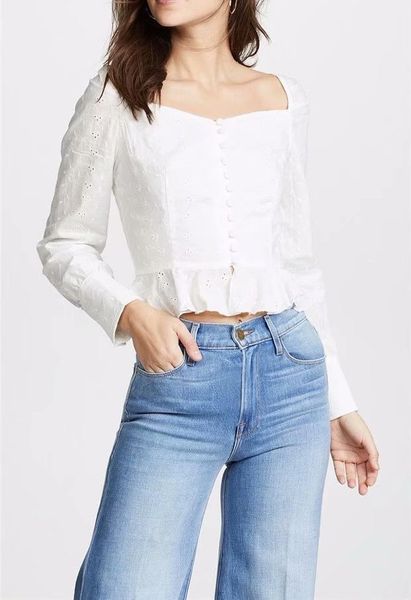 2019 summer women square collar button slim blouse fashion long sleeve short shirt sweet white ruffles crop
2019 summer women square collar button slim blouse fashion long sleeve short shirt sweet white ruffles crop
