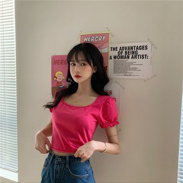 korean style t-shirt candy ins all-match candy color solid color slim short square collar bubble sleeve short sleeve t-shirt, White
korean style t-shirt candy ins all-match candy color solid color slim short square collar bubble sleeve short sleeve t-shirt, White