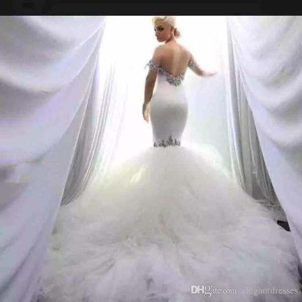 off shoulder crystal mermaid wedding dresses sweetheart tiered tulle wedding dress bridal gowns vestidos de marriage vestidos de novia, White
off shoulder crystal mermaid wedding dresses sweetheart tiered tulle wedding dress bridal gowns vestidos de marriage vestidos de novia, White