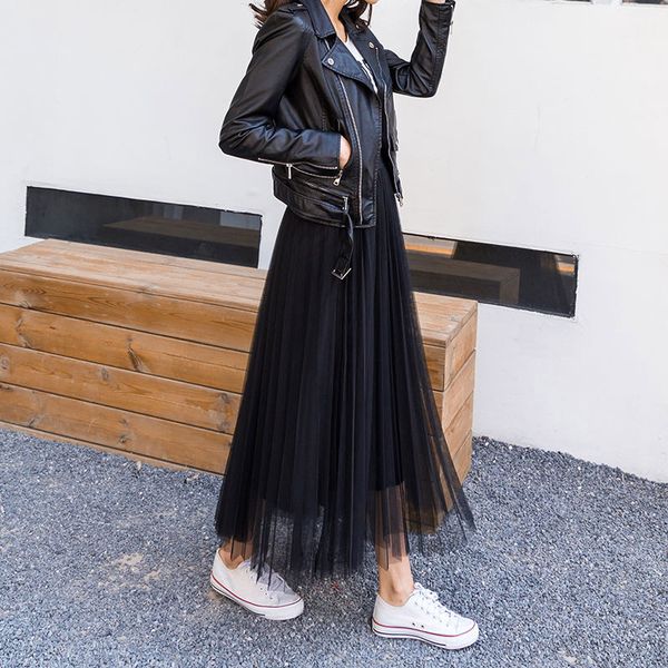 aprilgrass brand designer new women's long skirt pleated skirt fashion mesh loose high waist woman skirts black white maxi skirt
aprilgrass brand designer new women's long skirt pleated skirt fashion mesh loose high waist woman skirts black white maxi skirt