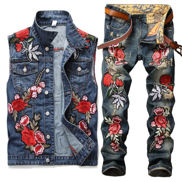 2 шт Наборы (Vest + Pant) Мотоцикл Hip Hop Мужчины известная марка вышивки Цветочные Hole Про
2 шт Наборы (Vest + Pant) Мотоцикл Hip Hop Мужчины известная марка вышивки Цветочные Hole Про