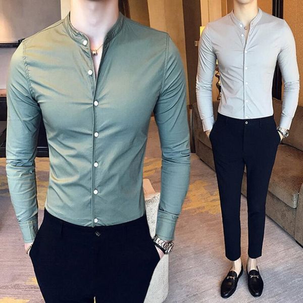 men's casual shirts mens 2021 spring boutique men cotton solid color collar long-sleeved high-end leisure stands, White;black
men's casual shirts mens 2021 spring boutique men cotton solid color collar long-sleeved high-end leisure stands, White;black
