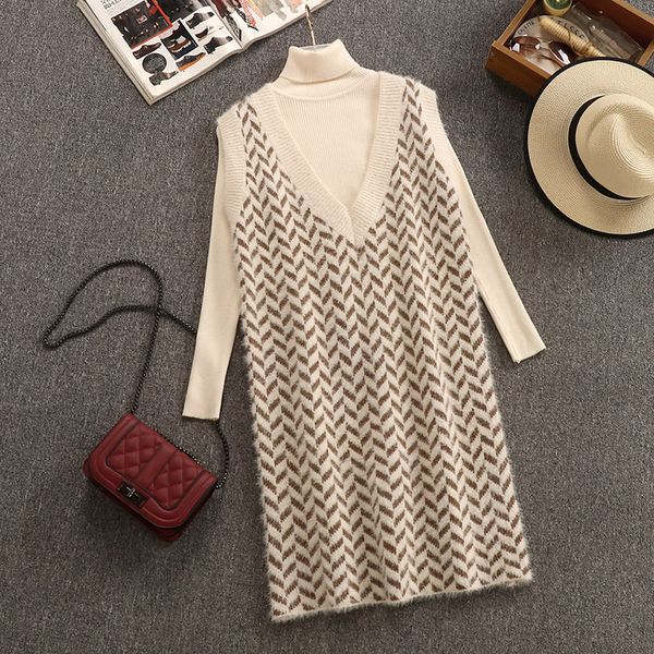 2020 autumn winter fashion woman long sleeves knitted t-shirt + sleeveless dress 2 pcs sets ladies casual suits a1996, White
2020 autumn winter fashion woman long sleeves knitted t-shirt + sleeveless dress 2 pcs sets ladies casual suits a1996, White